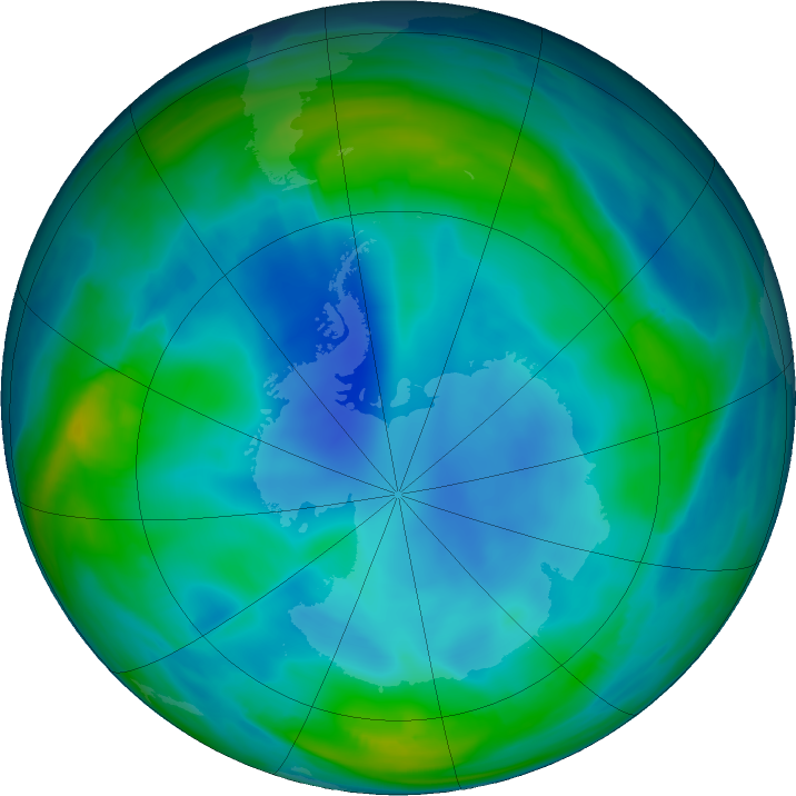 Antarctic ozone map for 23 June 2022